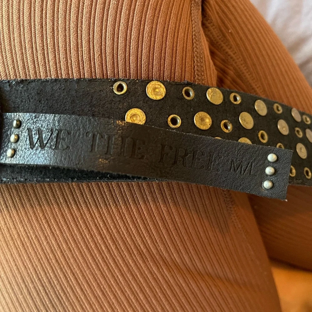 Free People Brown Studded Leather Belt